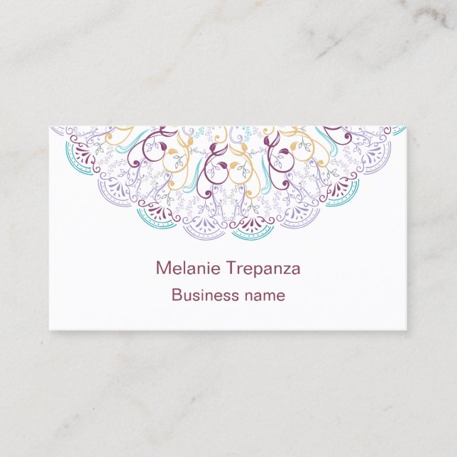 Yoga meditation floral mandala for professional business card (Front)