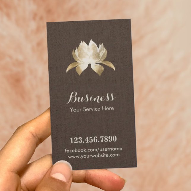 Yoga & Meditation Gold Lotus Elegant Brown Loyalty Card (Creator Uploaded)
