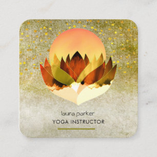 Yoga Meditation Green Lime Lotus Flower Massage  Square Business Card
