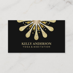 Yoga & Meditation Healing Gold Lotus Mandala Business Card