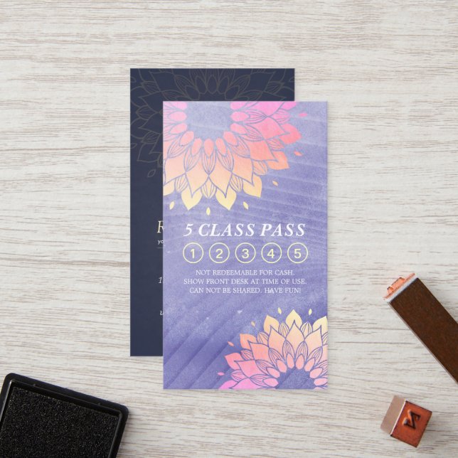 Yoga Meditation Instructor 5 Class Pass Loyalty Card (Front/Back In Situ)