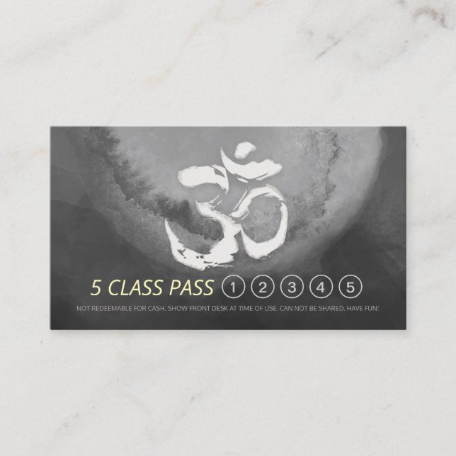 Yoga Meditation Instructor 5 Class Pass Loyalty OM (Front)