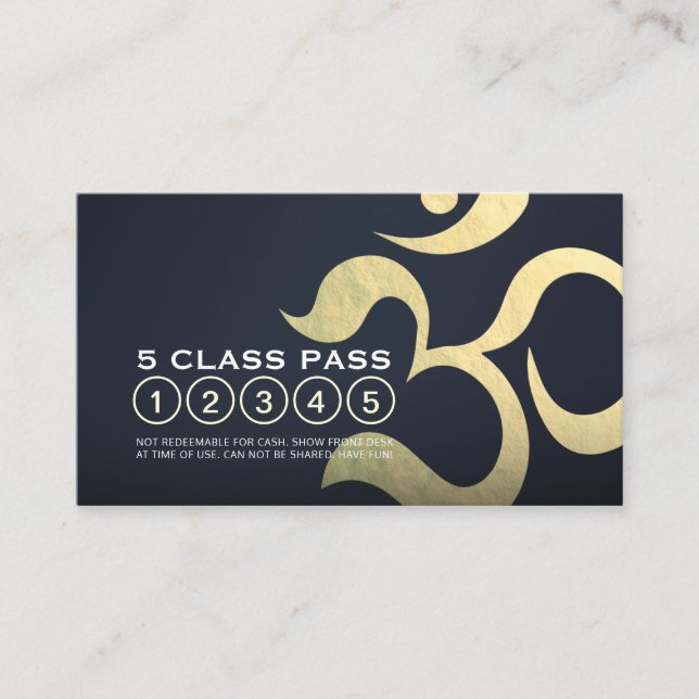 Yoga Meditation Instructor 5 Class Pass OM Symbol Loyalty Card (Front)