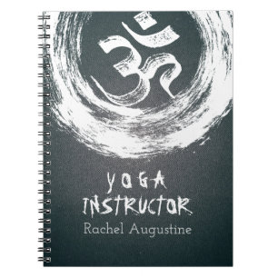 YOGA Meditation Instructor Black White OM ZEN Sign Notebook