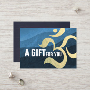 Yoga Meditation Instructor Blue and Gold OM Symbol Discount Card