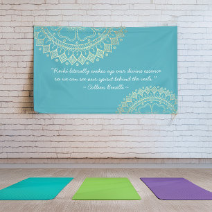 Yoga Meditation Instructor Blue Gold Mandala Quote Banner