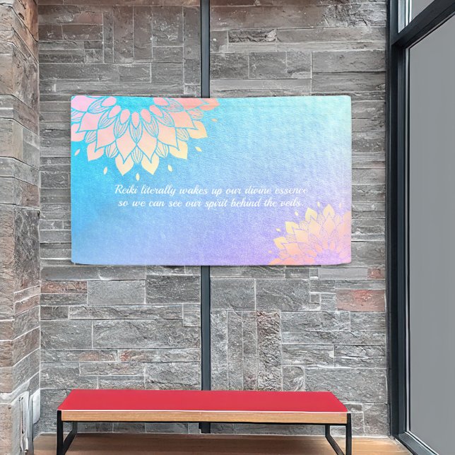 Yoga Meditation Instructor Blue Gold Mandala Quote Banner (Creator Uploaded)