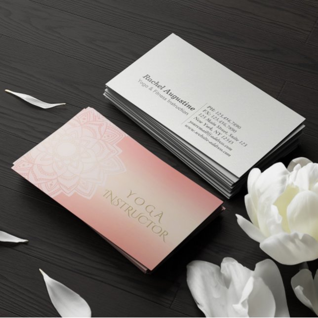 YOGA Meditation Instructor Chic Rose Gold Mandala Business Card (Creator Uploaded)