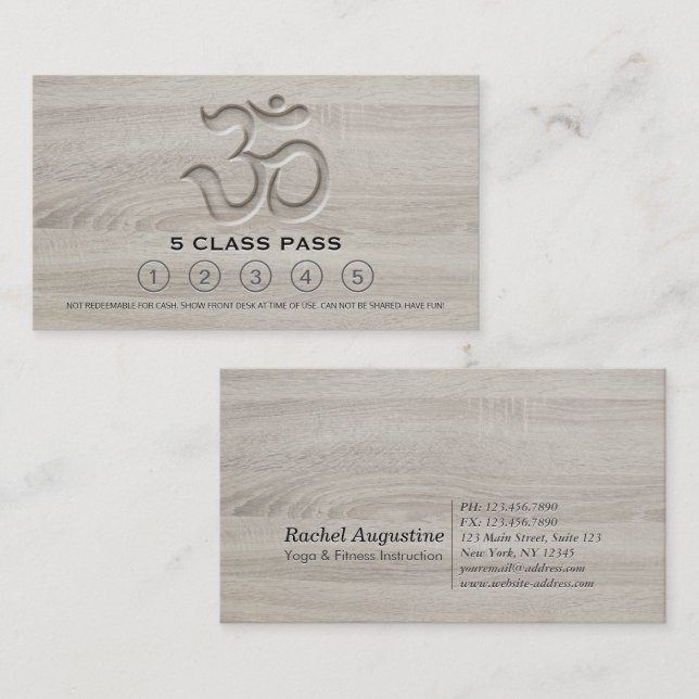 Yoga Meditation Instructor Class Pass Loyalty Card (Front/Back)