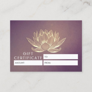 YOGA Meditation Instructor Gift Certificate Lotus