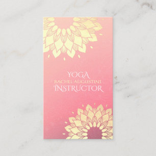 Yoga Meditation Instructor Gold Floral Mandala Business Card
