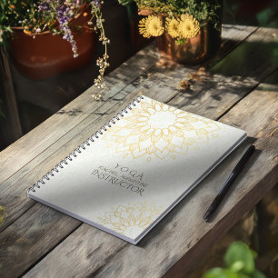 Yoga Meditation Instructor Gold Mandala Flowers Notebook