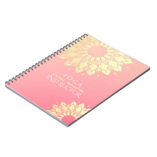Yoga Meditation Instructor Gold Mandala Flowers Notebook