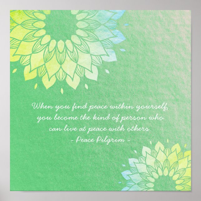 Yoga Meditation Instructor Gold Mandala Flowers Po Poster (Front)