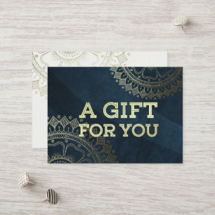 Yoga Meditation Instructor Gold Mandala Navy Blue Discount Card