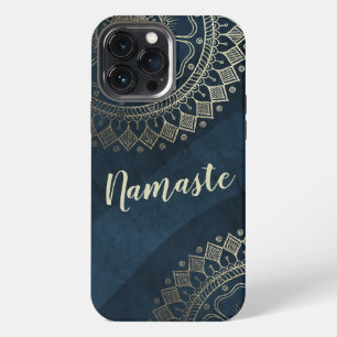Yoga Meditation Instructor Gold Mandala Navy Blue iPhone 13 Pro Max Case