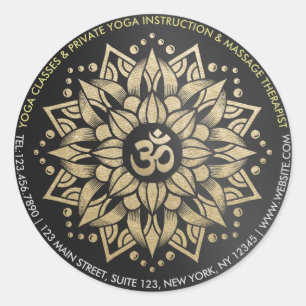 Yoga Meditation Instructor Gold Mandala Om Symbol Classic Round Sticker