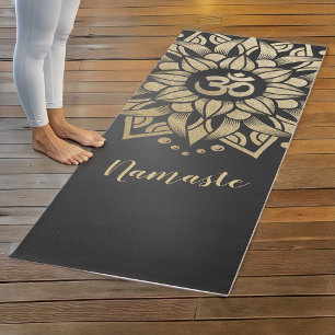 Yoga Meditation Instructor Gold Mandala Om Symbol Mat