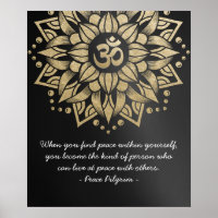Yoga Meditation Instructor Gold Mandala Om Symbol