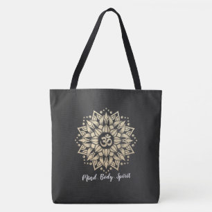 Yoga Meditation Instructor Gold Mandala Om Symbol Tote Bag