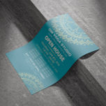 Yoga Meditation Instructor Gold Mandala Open House<br><div class="desc">Yoga Fitness Studio / Meditation Instructor / Personal Trainer / Life Coach / Healer / Reiki Master / Massage Therapy Open House Flyer Template - 
Modern Chic Faux Gold Foil Floral Mandala Symbols on Crystal Blue / Teal Green Blue Colour Background.</div>