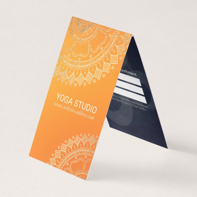 Yoga Meditation Instructor Gold Mandala Price List Business Card (Front)