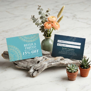Yoga Meditation Instructor Gold Mandala Referral Card