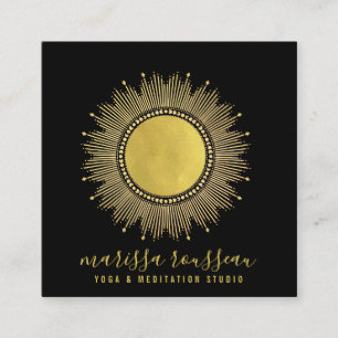 Yoga Meditation Instructor Gold Sun Mandala Square Business Card