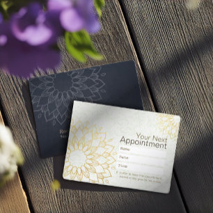 Yoga Meditation Instructor Golden Flower Mandala Appointment Card