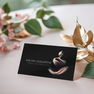 Yoga Meditation Instructor Lotus Pose Brush Stroke Business Card
