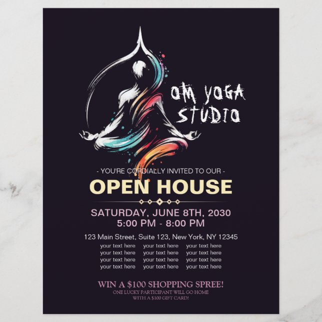 Yoga Meditation Instructor Lotus Pose Brush Stroke Flyer (Front)