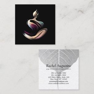 Yoga Meditation Instructor Lotus Pose Brush Stroke Square Business Card