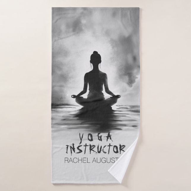Yoga Meditation Instructor Lotus Pose Ink Painting Bath Towel Set (Bath Towel)