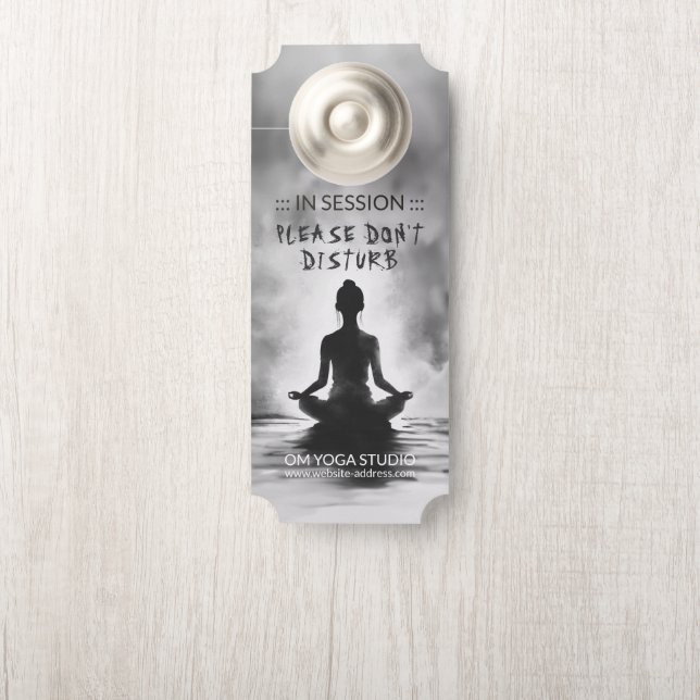 Yoga Meditation Instructor Lotus Pose Ink Painting Door Hanger (On Knob)