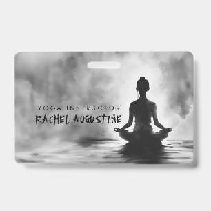 Yoga Meditation Instructor Lotus Pose Ink Painting ID Badge