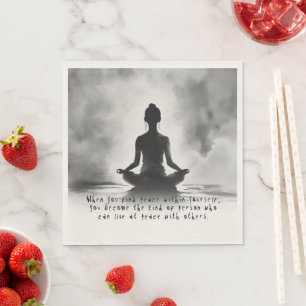 Yoga Meditation Instructor Lotus Pose Ink Painting Napkin