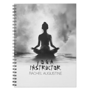 Yoga Meditation Instructor Lotus Pose Ink Painting Notebook