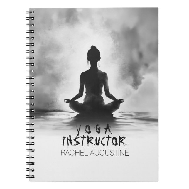Yoga Meditation Instructor Lotus Pose Ink Painting Notebook (Front)