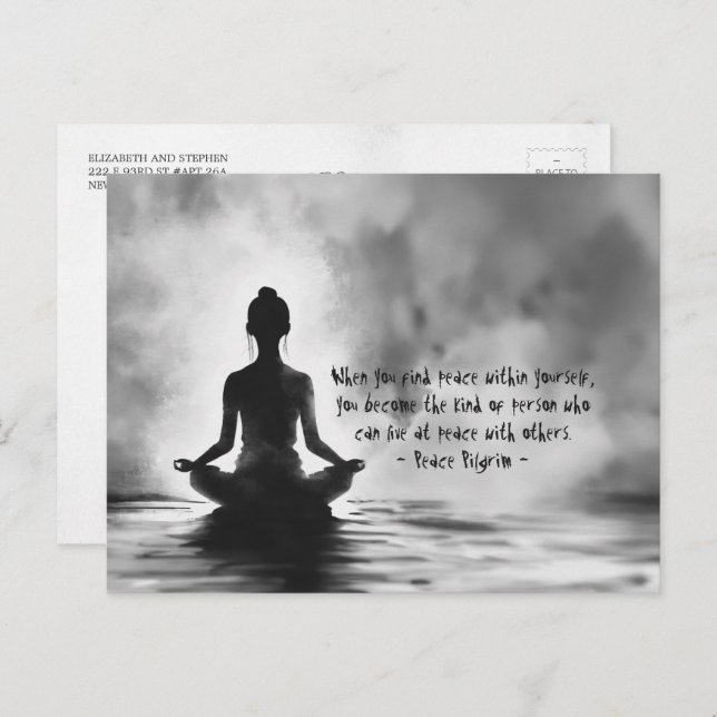 Yoga Meditation Instructor Lotus Pose Ink Painting Postcard (Front/Back)