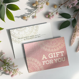 Yoga Meditation Instructor Pink Gold Foil Mandala Discount Card