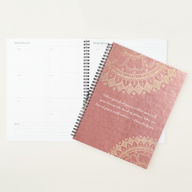 Yoga Meditation Instructor Pink Gold Mandala Quote Planner (Display)