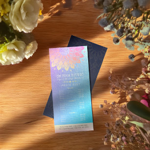 YOGA Meditation Instructor Price List Gold Mandala Rack Card