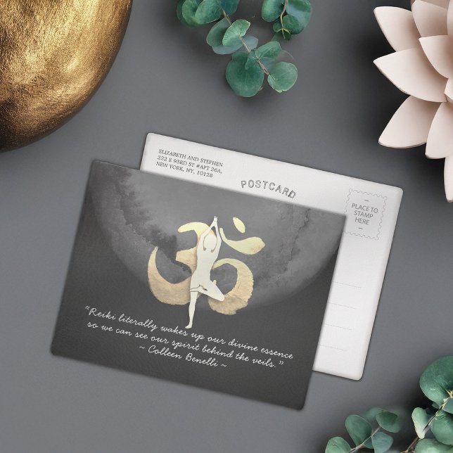 YOGA Meditation Instructor Quote Tree Pose OM Sign Postcard (Creator Uploaded)