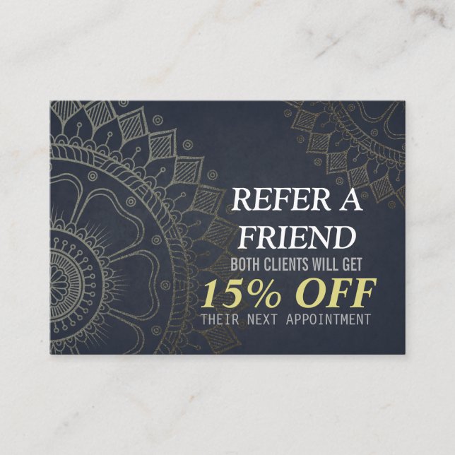 YOGA Meditation Instructor Referral Gold Mandala Card (Front)