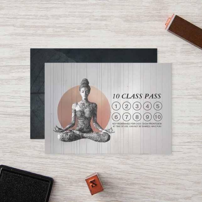 Yoga Meditation Instructor Reiki Master Class Pass Loyalty Card (Front/Back In Situ)