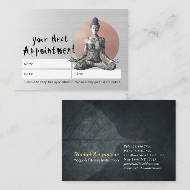 Yoga Meditation Instructor Reiki Master Lotus Pose Appointment Card (Front/Back)