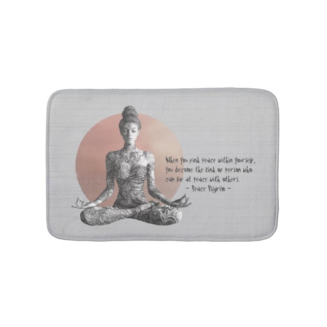 Yoga Meditation Instructor Reiki Master Lotus Pose Bath Mat (Front)