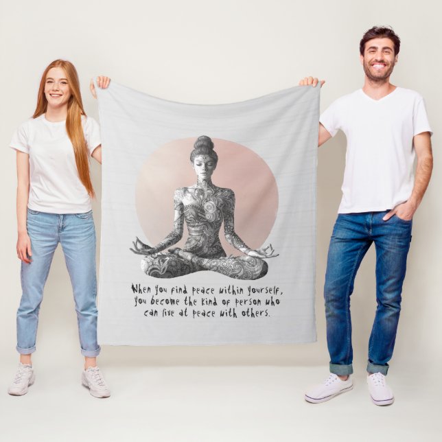 Yoga Meditation Instructor Reiki Master Lotus Pose Fleece Blanket (In Situ)