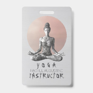 Yoga Meditation Instructor Reiki Master Lotus Pose ID Badge