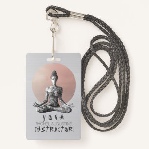 Yoga Meditation Instructor Reiki Master Lotus Pose ID Badge